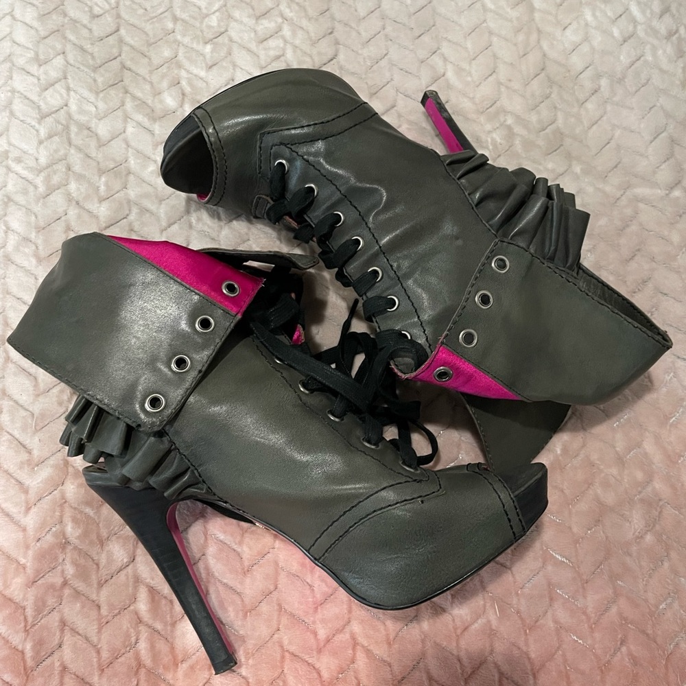 Betsey Johnson leather ruffle heels
